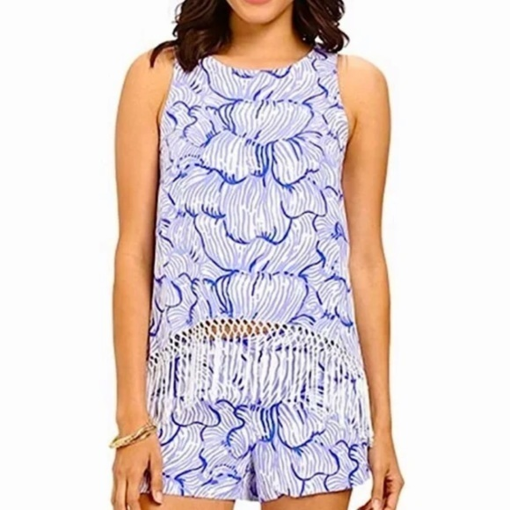 Lilly Pulitzer Lilac House of Nemo Fringe Tank Top Sleeveless‎